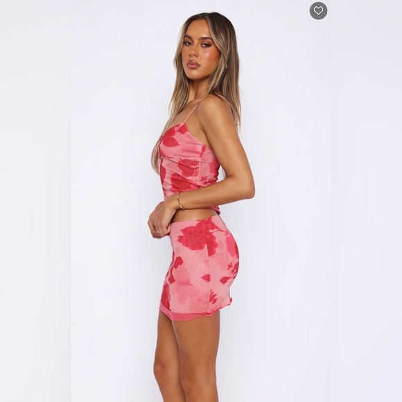 NWT White Fox Blush Rose Mesh Mini Skirt SET - Picture 3 of 12